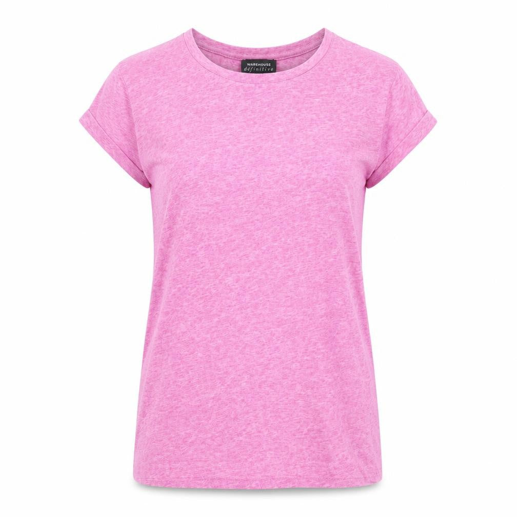 Womens UK Size 8 Warehouse Pink Basic T-Shirt