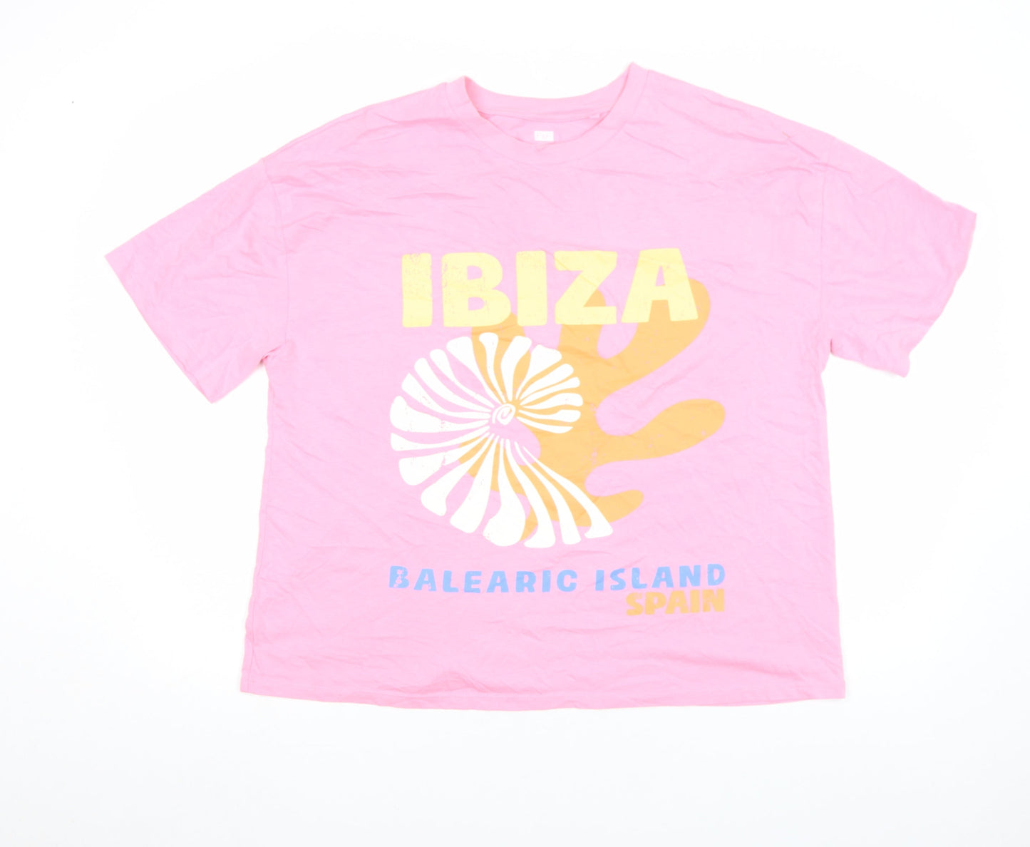 F&F Women’s Pink Ibiza Graphic Cotton T-Shirt Size L