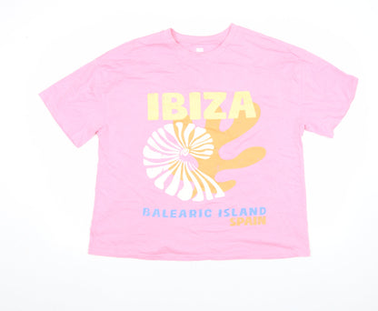 F&F Women’s Pink Ibiza Graphic Cotton T-Shirt Size L