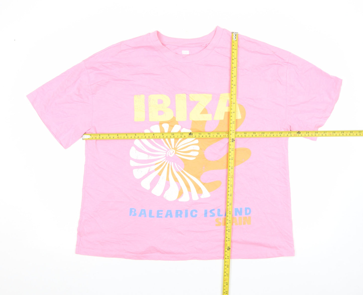 F&F Women’s Pink Ibiza Graphic Cotton T-Shirt Size L