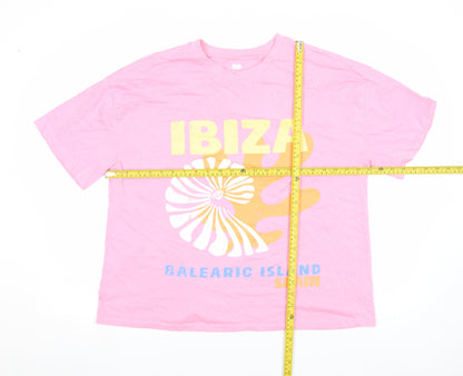 F&F Women’s Pink Ibiza Graphic Cotton T-Shirt Size L