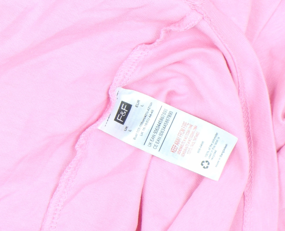 F&F Women’s Pink Ibiza Graphic Cotton T-Shirt Size L