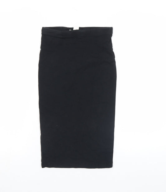 H&M Women’s Black XS Pencil Skirt Stretch Cotton Jersey