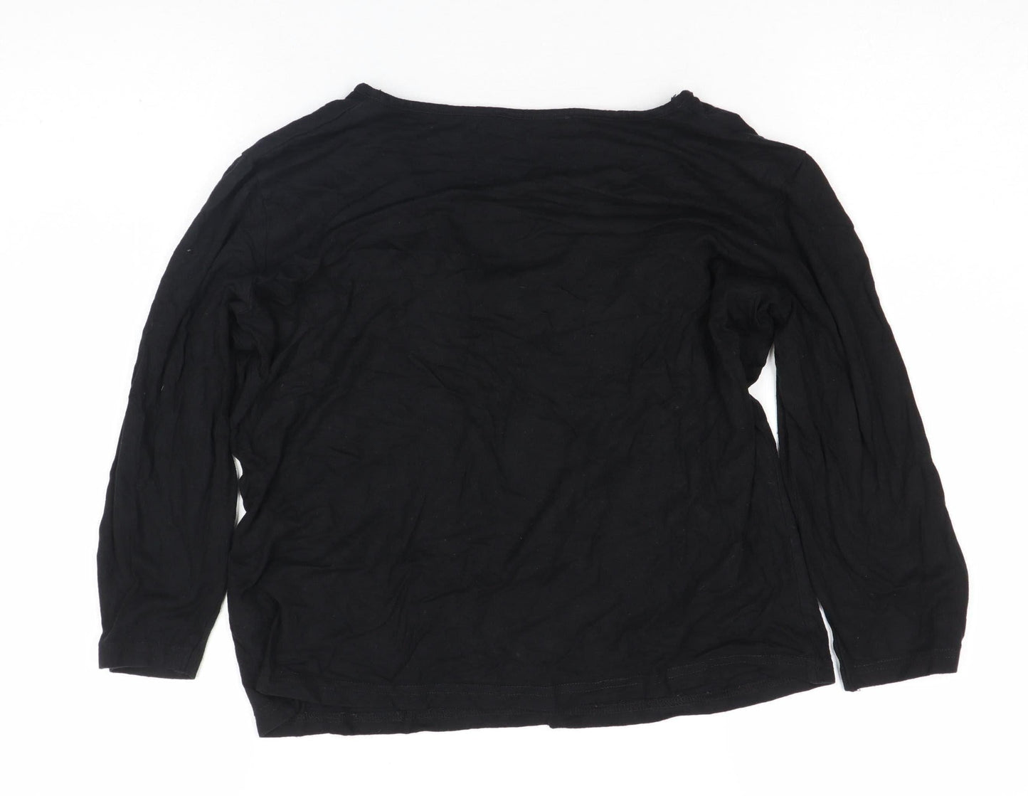 George Women’s Black Floral Embroidered Wrap Blouse Size 16