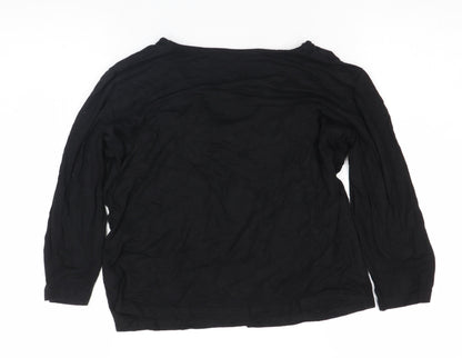 George Women’s Black Floral Embroidered Wrap Blouse Size 16