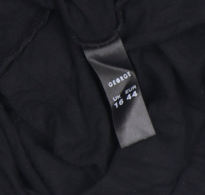 George Women’s Black Floral Embroidered Wrap Blouse Size 16