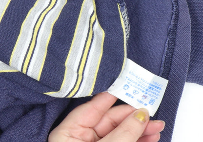 Ashworth Men’s Blue Striped Cotton Blend Golf Polo Shirt Size S