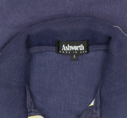 Ashworth Men’s Blue Striped Cotton Blend Golf Polo Shirt Size S
