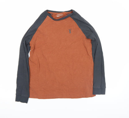 Next Boys Rust & Charcoal Long Sleeve Raglan Cotton T-Shirt 11-12 Years