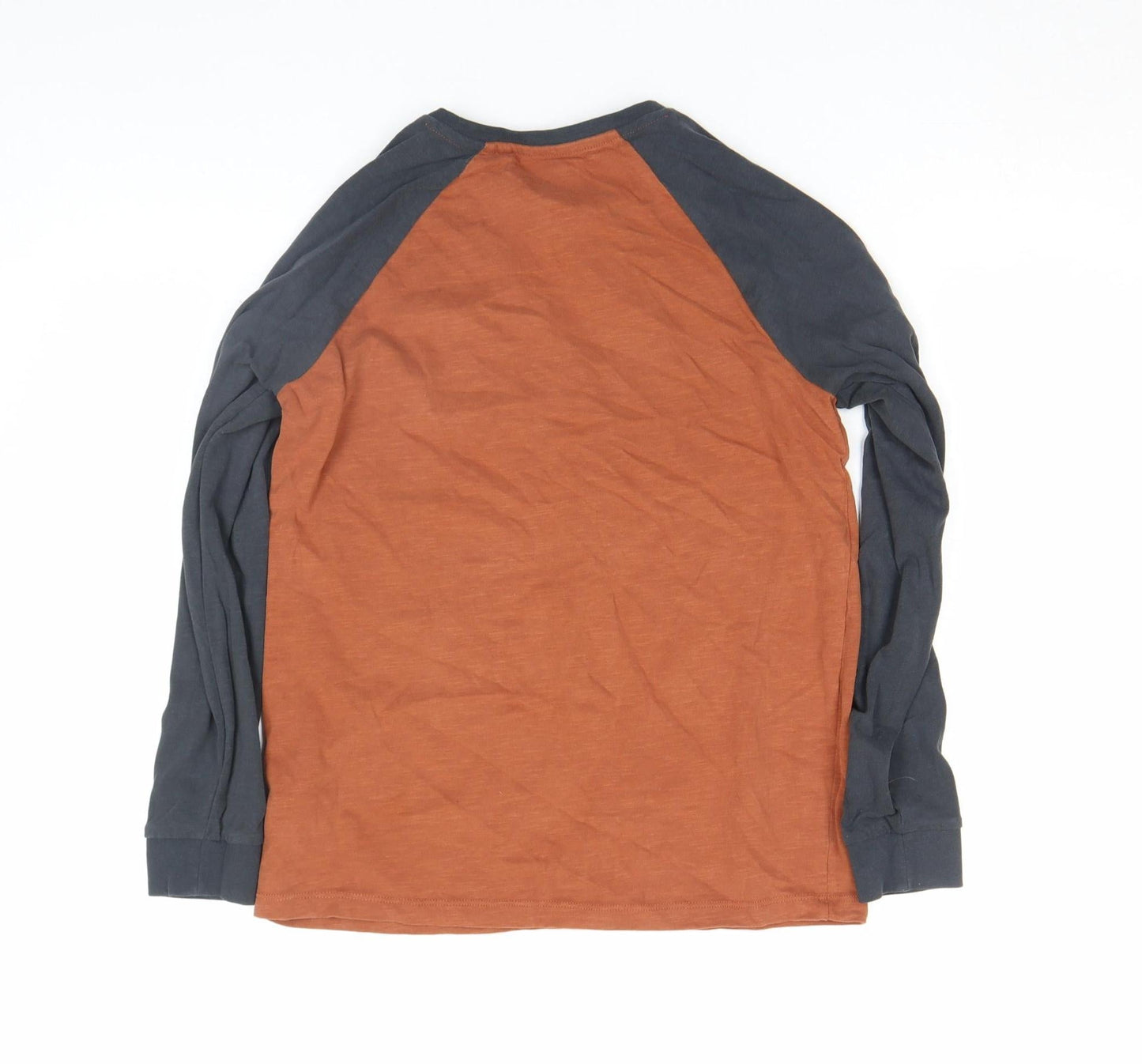Next Boys Rust & Charcoal Long Sleeve Raglan Cotton T-Shirt 11-12 Years