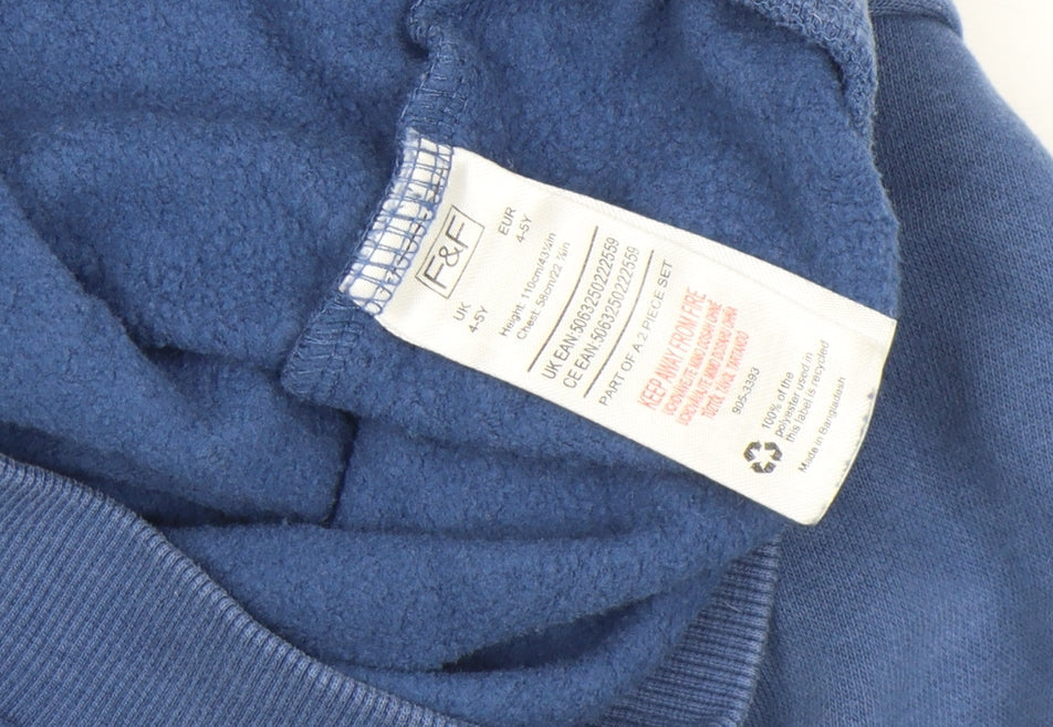 F&F Boys Blue 4-5 Years Pullover Sweatshirt Cotton ONLY GOOD TIMES