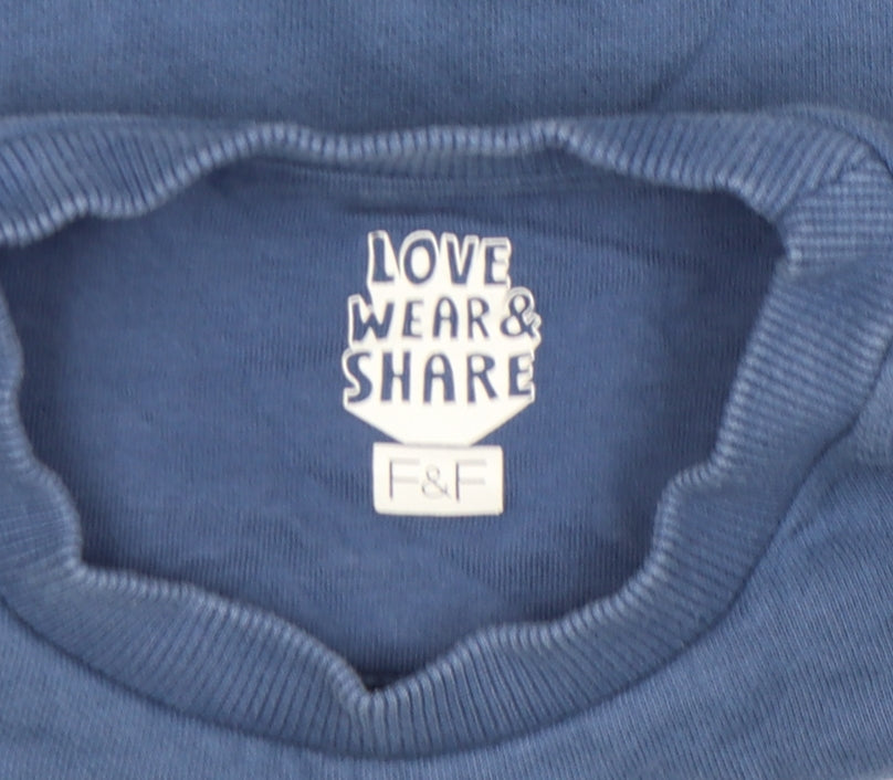 F&F Boys Blue 4-5 Years Pullover Sweatshirt Cotton ONLY GOOD TIMES