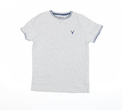Next Boys Grey 14 Years Cotton Crew Neck Logo T-Shirt