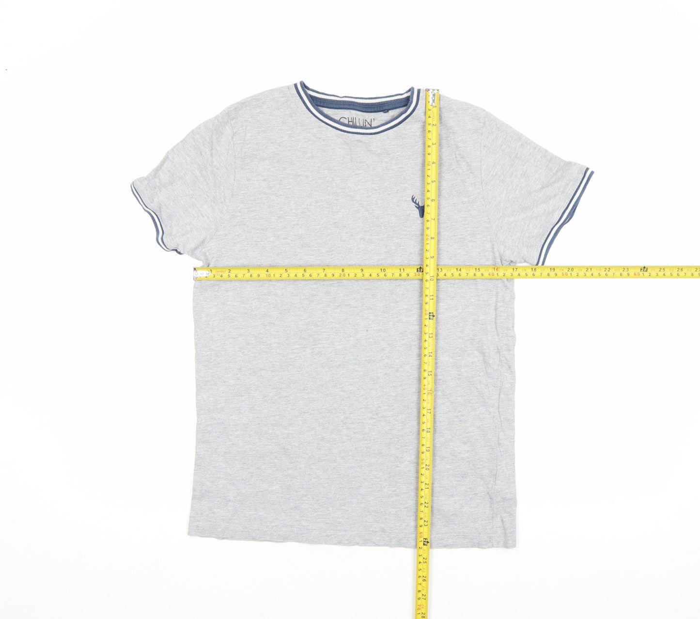 Next Boys Grey 14 Years Cotton Crew Neck Logo T-Shirt