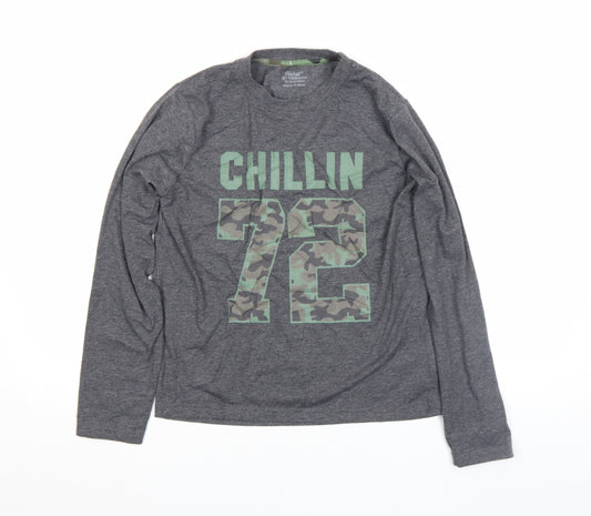 Rebel by Primark Boys Grey Long Sleeve Graphic T-Shirt 12-13 Years