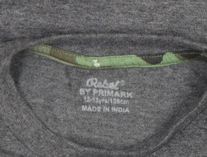 Boys UK Size 12-13 Years Rebel by Primark Grey Basic T-Shirt