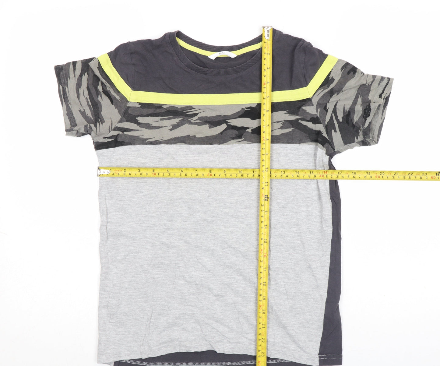 Marks and Spencer Boys Grey Camouflage Short Sleeve Cotton T-Shirt 2-3 Years