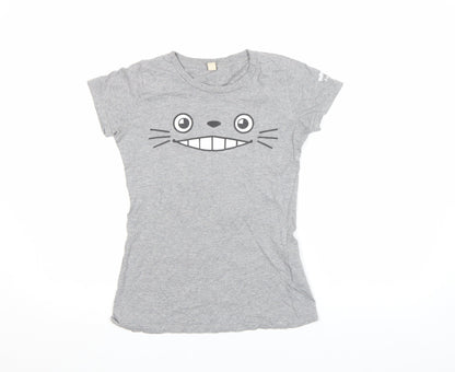 Girls UK Size S Earth Positive Grey Basic T-Shirt