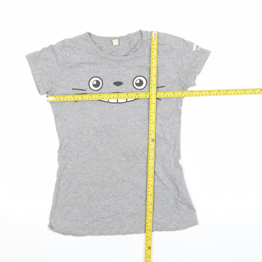 Earth Positive Girls Grey Totoro Graphic T-Shirt Size S Organic Cotton