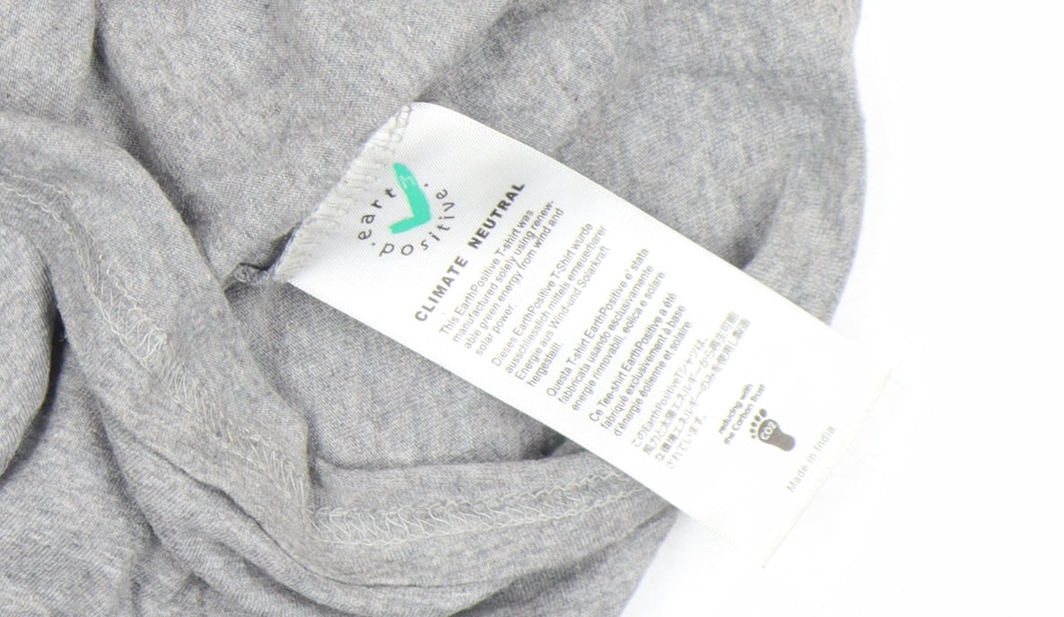 Girls UK Size S Earth Positive Grey Basic T-Shirt
