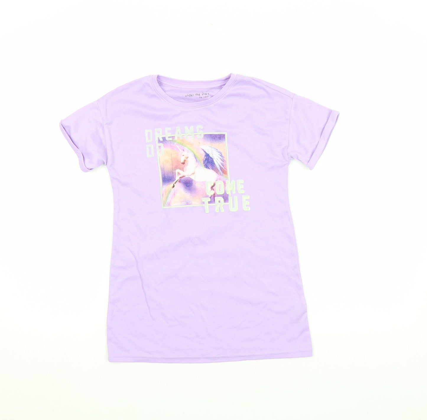 Next Girls Purple Unicorn Graphic T-Shirt 6 Years Short Sleeve