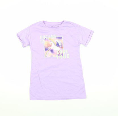 Next Girls Purple Unicorn Graphic T-Shirt 6 Years Short Sleeve