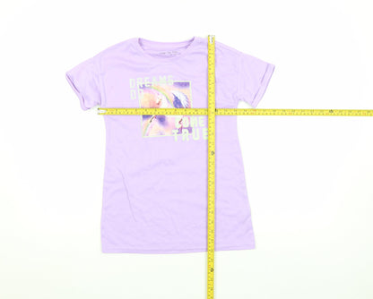 Next Girls Purple Unicorn Graphic T-Shirt 6 Years Short Sleeve