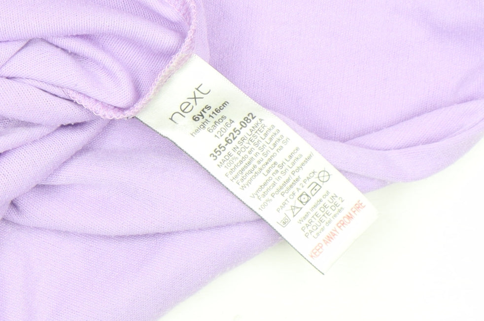 Next Girls Purple Unicorn Graphic T-Shirt 6 Years Short Sleeve