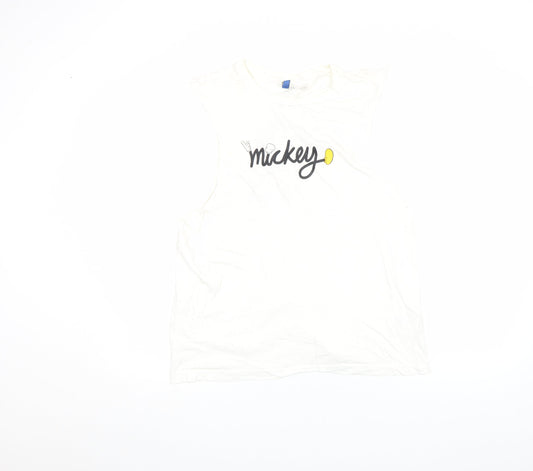 Womens UK Size M H&M White Cropped T-Shirt