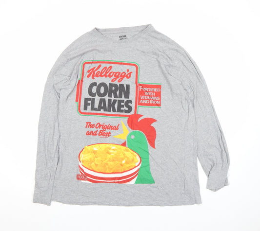 Primark Vintage Kellogg's Grey Long Sleeve Men's XL Graphic T-Shirt