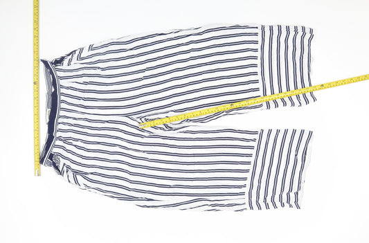 Whistles Womens White Striped Wide-Leg Cropped Trousers Size 14