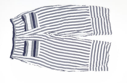 Whistles Womens White Striped Wide-Leg Cropped Trousers Size 14