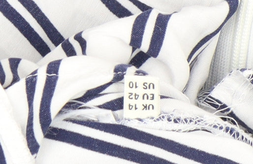 Whistles Womens White Striped Wide-Leg Cropped Trousers Size 14