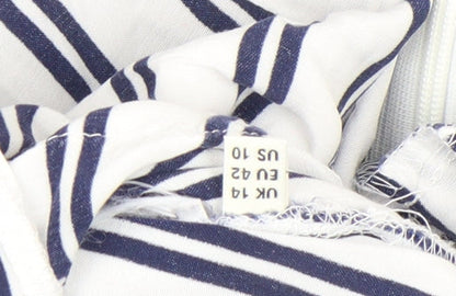 Whistles Womens White Striped Wide-Leg Cropped Trousers Size 14