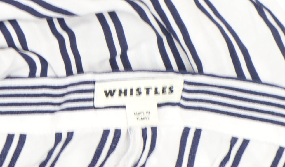 Whistles Womens White Striped Wide-Leg Cropped Trousers Size 14