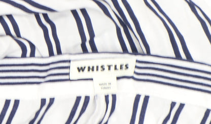 Whistles Womens White Striped Wide-Leg Cropped Trousers Size 14