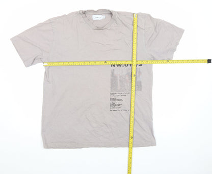 Topman Men's Grey Graphic Print Crew Neck T-Shirt Size M