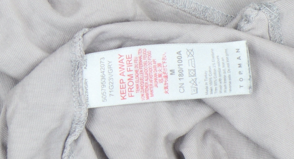 Topman Men's Grey Graphic Print Crew Neck T-Shirt Size M