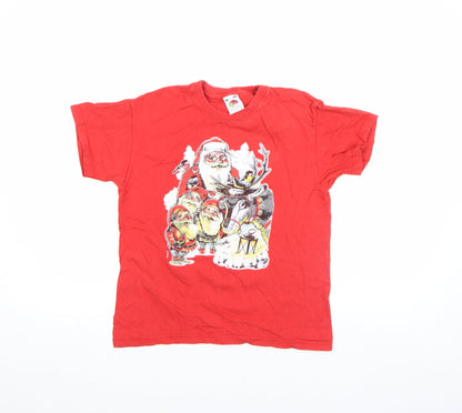 Girls UK Size M Fruit of the Loom Red Basic T-Shirt