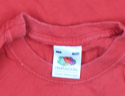 Girls UK Size M Fruit of the Loom Red Basic T-Shirt