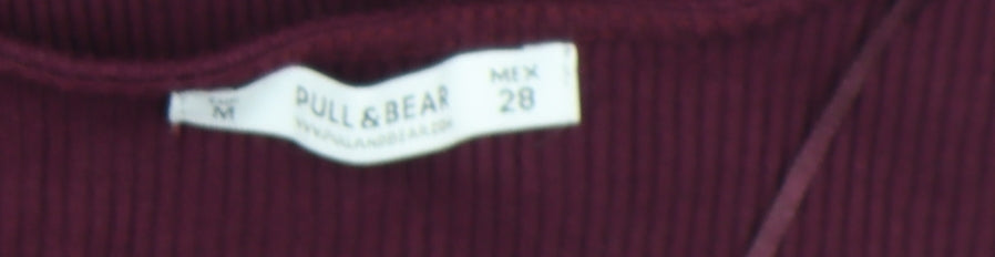 Pull & Bear Women Red Bodycon Knit Short Dress Size M