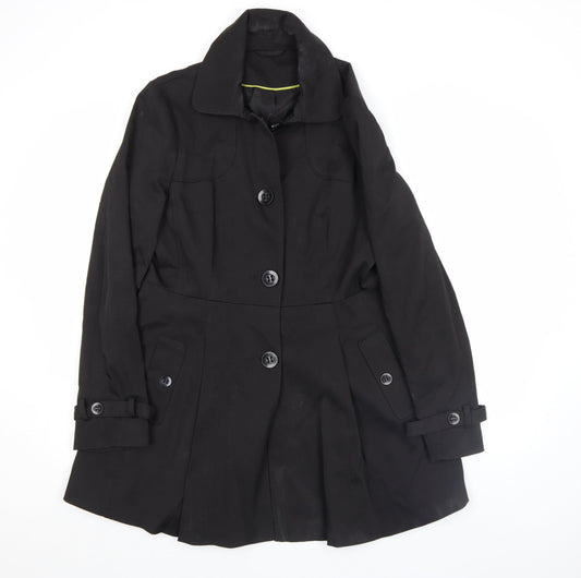 F&F Women Black Belted Trench Coat Size 14