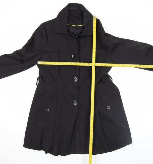 F&F Women Black Belted Trench Coat Size 14