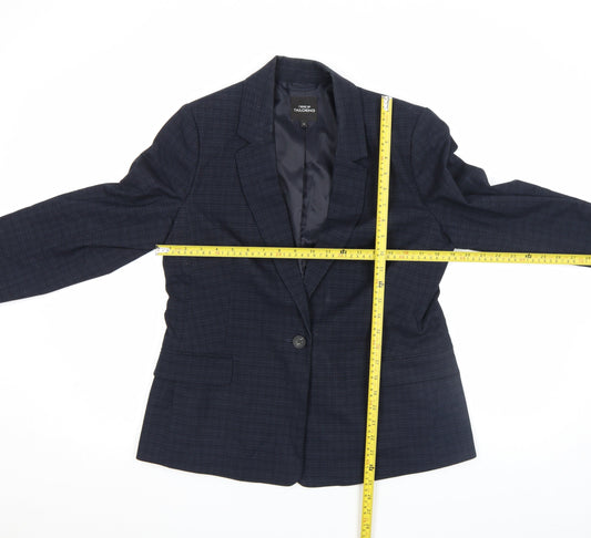 Next Women Blue Check Tailored Single-Breasted Blazer Size 14