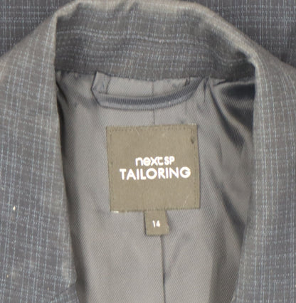 Next Women Blue Check Tailored Single-Breasted Blazer Size 14