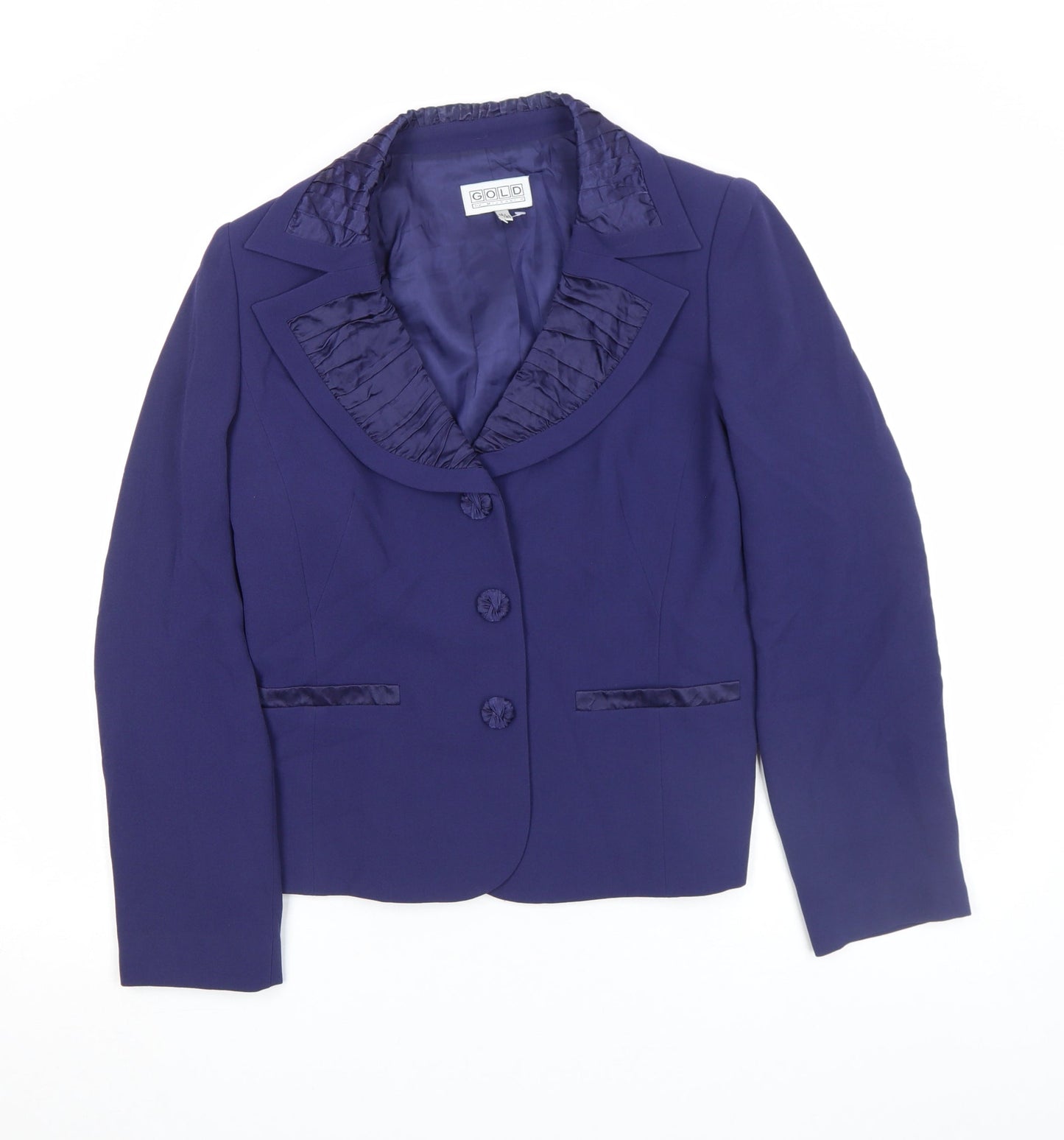 Gold by Michael H Women Blue Size 14 Classic Blazer Jacket