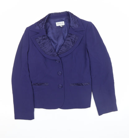 Gold by Michael H Women Blue Size 14 Classic Blazer Jacket