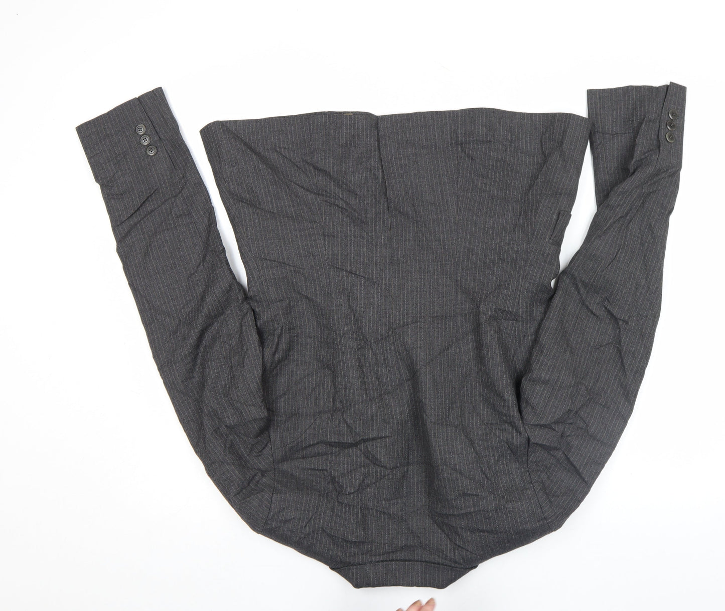 Jigsaw Women's Grey Pinstripe Wool Blend Tailored Blazer Size 12