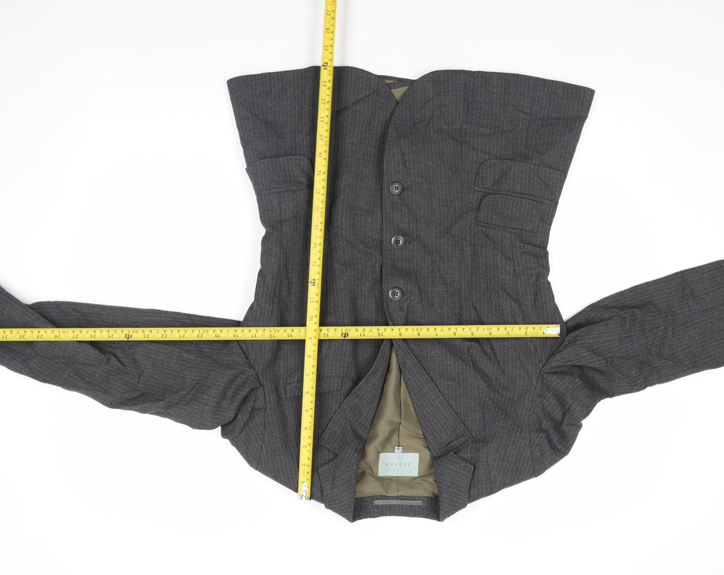 Jigsaw Women's Grey Pinstripe Wool Blend Tailored Blazer Size 12