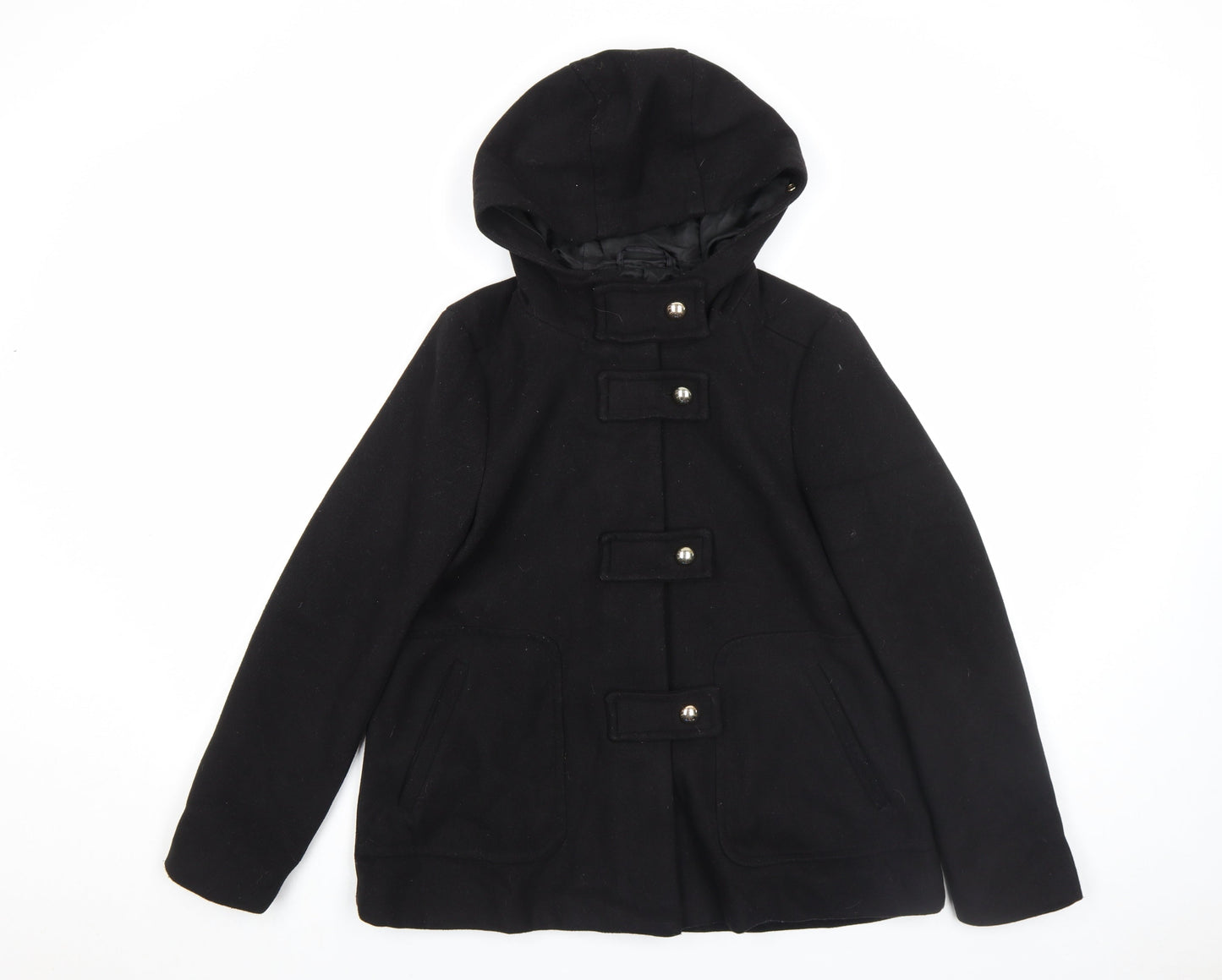 Womens UK Size XS Zara Black Duffle Coat